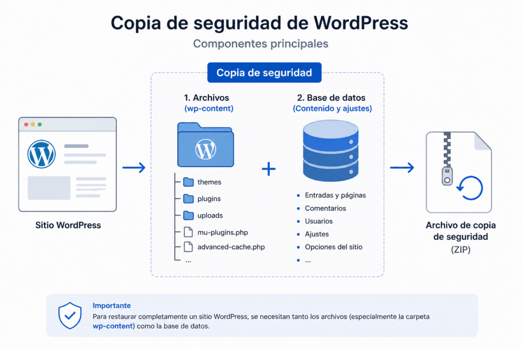 estructura backup wordpress