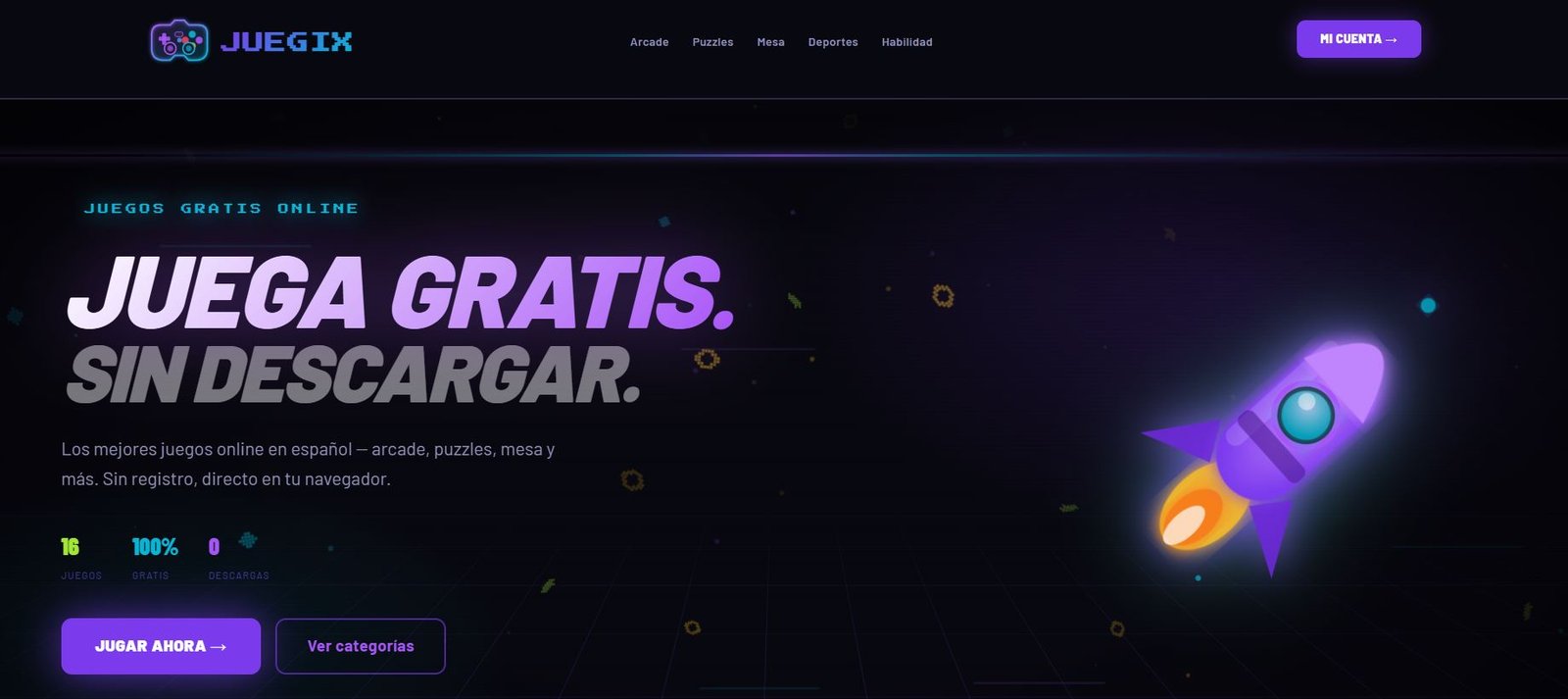 Página de juegos gratis servidos en Iframe